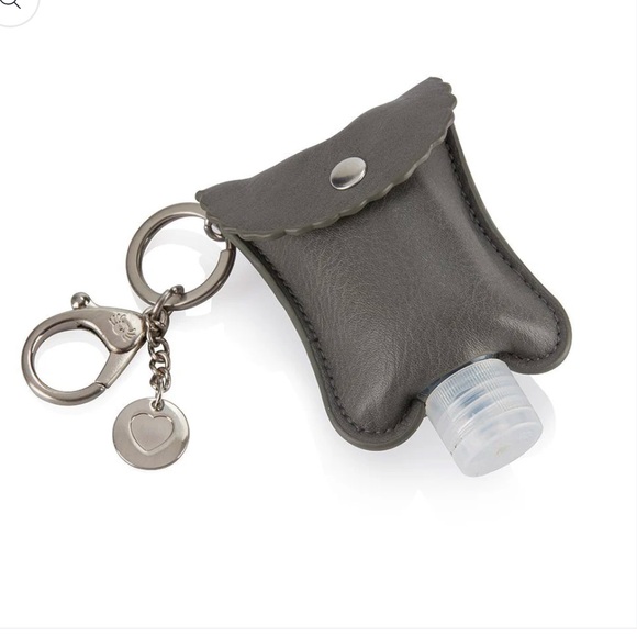 Itzy Ritzy Gray Leather Hand Sanitizer Holder Keychain - Picture 1 of 3